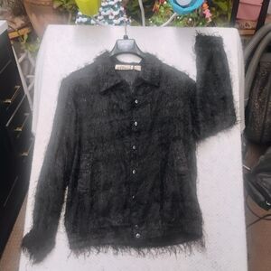 Vintage Effeci Black Open Front Cardigan Women’s Medium Long Sleeve Whimsigoth